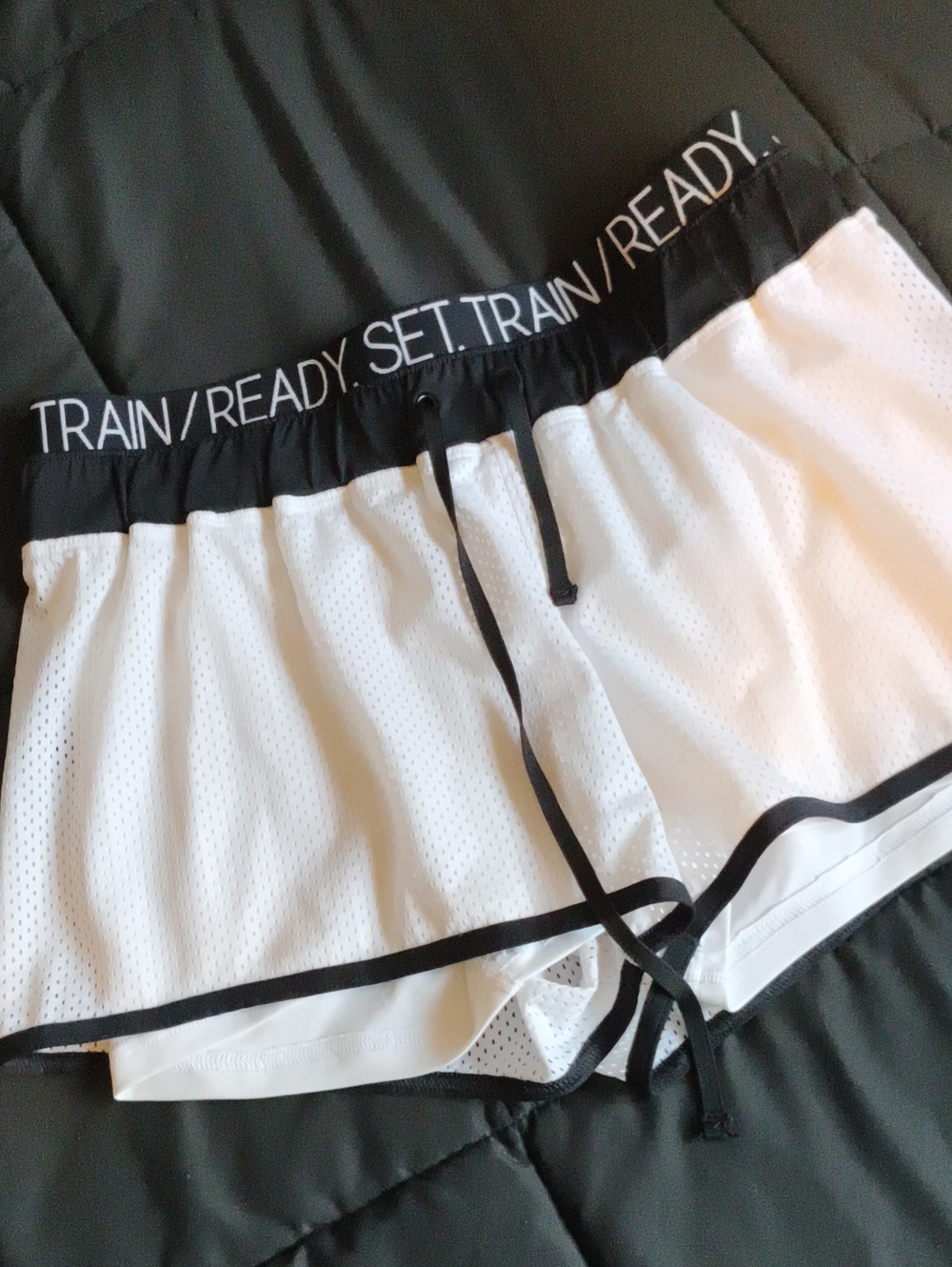 Forever 21 White Shorts with Black Waistband